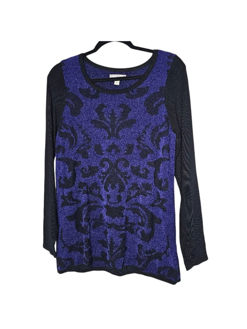 Y2k WhimsiGoth Size Medium Purple Black Baroque Soft Knit Long Sleeve Sweater